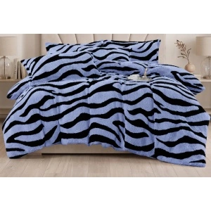 Set Lenjerie de Pat Cocolino Premium, 4 piese, cu Elastic,Model Tigrat/Zebra, Extra Pufoasă și calduroasa - Img 2