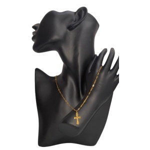 24k gold-plated silver chain, adjustable, with 2 × 1.2cm cross, code 0042 - Img 1