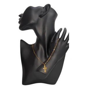 24k gold-plated silver chain, adjustable, with 2 × 1.2cm cross, code 0042