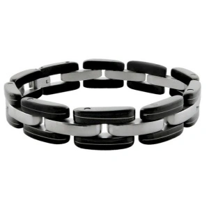 Brățară bărbătească din otel chirurgical inoxidabil 316 L, argintiu cu negru
