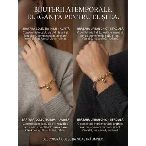 Brățară Unisex Bicoloră din Inox – Design Torsadat și Charm Inimă - Img 2