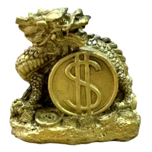 Figurina din rasina feng shui dragon cu moneda