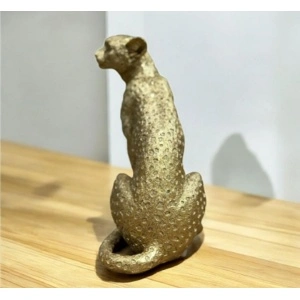Panteră decorativă aurie din rășină – 15 cm, privire blândă și puternică - Img 2
