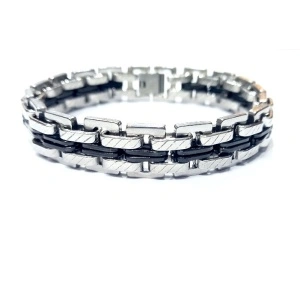 Bratara din oțet inoxidabil chirurgical 316 L catuse, 20,5 cm lungime, 14 mm latime.
