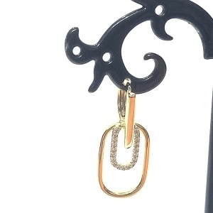 Cercei inox placat cu aur, cristale mici - Img 2