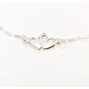 Foot bracelet, 925 silver with heart link, code 0048