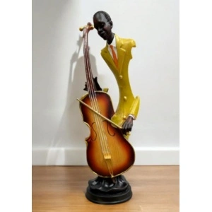Statuetă Muzician Jazz – Rășină Neagră – 29–32 cm
