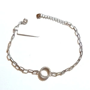 Bratara din argint 925, zale mari, link cerc cristal diamant