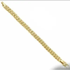 Brățară din Inox Galvanizată cu Aur 14K Design Chevron Spic de Grâu - Img 2