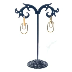 Cercei inox placat cu aur, cristale mici - Img 3