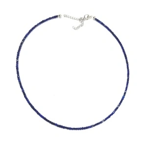 Colier lapis lazuli 2.5 mm, închidere și lant prelungire din inox .