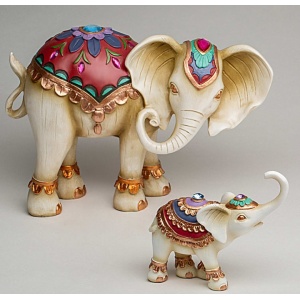 Sculptură de lux «Mamă Elefant cu Pui» – artă decorativă din rășină