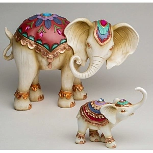 Sculptură de lux «Mamă Elefant cu Pui» – artă decorativă din rășină