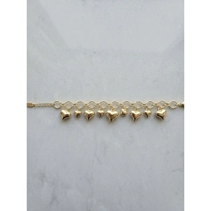 Bratara eleganță cu pandantive inima placata cu 14k - Img 3