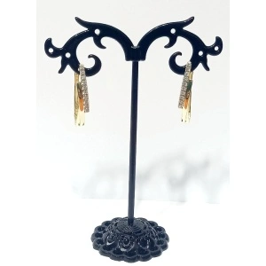 Cercei inox placat cu aur, tortite cu cristale