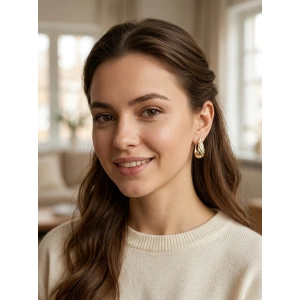 Cercei tortita sculptați placați cu aur de 14k