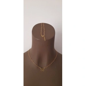 Set lantisor cu link fluturaș+bratara zale inimioare de 3,5x4mm, argint placat cu aur 24k