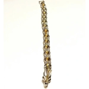 Bratara unisex dragon argintiu coama aurie 11 mm latime. - Img 3