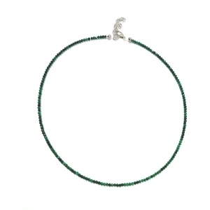 Colier malachit 2.5 mm, închidere și lant prelungire din inox .