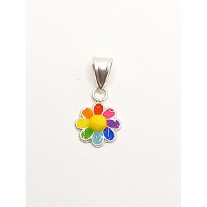Floare multicolora pandantiv fetițe argint 925