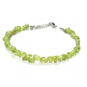 Brățară peridot 3.5 mm, închidere și lant prelungire din inox .