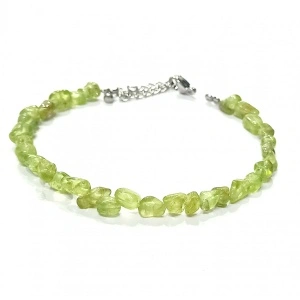 Brățară peridot 3.5 mm, închidere și lant prelungire din inox .