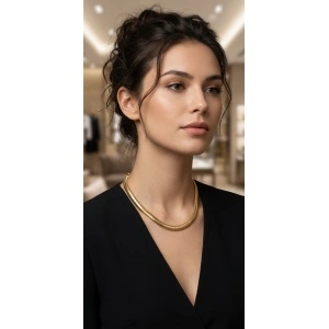 Colier choker "Tubular Snake" galvanizat cu aur de 14k