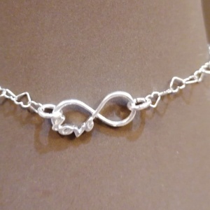 Bracelet with heart links and infinity 2 cm, 925 silver, code 0027