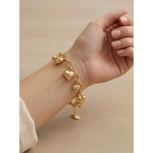 Bratara eleganță cu pandantive inima placata cu 14k