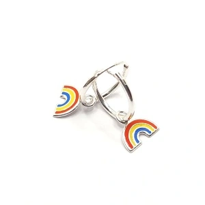 Cercei tortite cu charm curcubeu pentru fete