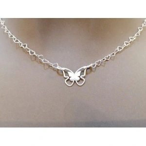 Chain set + 3.5x4mm heart link bracelet, 925 silver, code 0007 - Img 2
