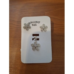 Set din Argint 925 cu Flori Pavate - Img 2