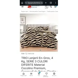 Set Lenjerie de Pat Cocolino Premium, 4 piese, cu Elastic,Model Tigrat/Zebra, Extra Pufoasă și calduroasa - Img 2