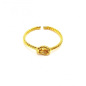 Woven rope ring made of 925 silver plated with 24k gold