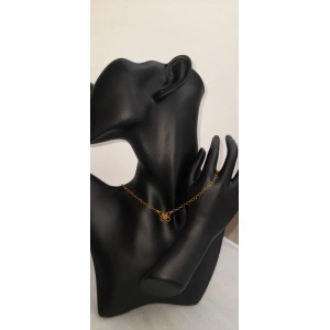 Chain with heart links and butterfly, made of 925 silver plated with 24k gold, adjustable to any size, code 0010