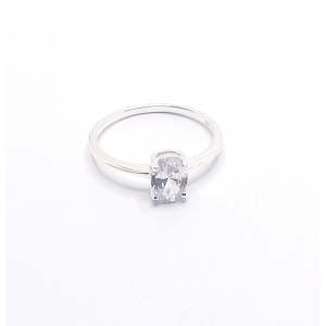 Inel din argint cu cristal dreptunghiular 8x5 mm