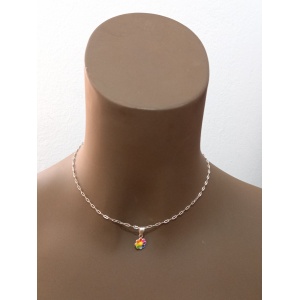 Lantisor cu pandantiv floare multicolora - Img 1