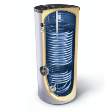 Boiler indirect cu 2 serpentine marite (S1/S2: 1/2.45 m²), pentru pompe de caldura, TESY EV 2x5 2x12 S2 300 65 HP - 300 litri