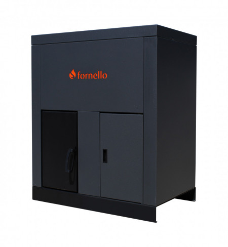 Centrala pe peleti Fornello Eco Energy 75 kW, echipata cu automatizare, pompa, afisaj digital, arzator fonta, curatare mecania a drumurilor de fum, buncar peleti integrat 180 kg