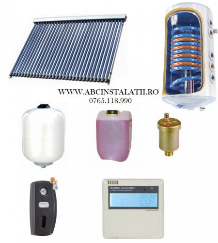 PACHET PANOU SOLAR cu 20 tuburi vidate SONTEC si boiler 150 litri cu 2 serpentine pentru 3-4 persoane