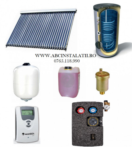 Pachet panou solar cu 150 tuburi vidate SONTEC si boiler 1500 litri cu 2 serpentine pentru 30 persoane
