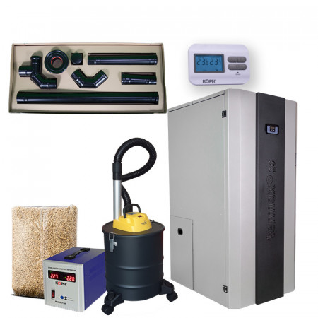 Pachet centrala cu peleti de 30 kW, TERMAX-COMPACT echipata complet