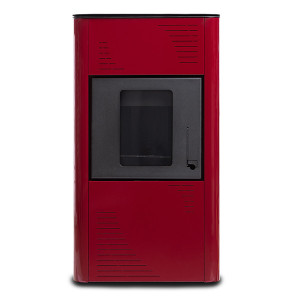 Pachet termosemineu cu peleti Termax Kamin PM 15 kW, 120 mp, buncar peleti 30 kg, volum apa 30 litri, diametru cos fum ⌀80 mm, vas expansiune si pompa recirculare incluse, Bordo - Img 8