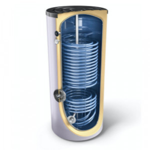 Boiler indirect cu 2 serpentine marite (S1/S2: 1/2.45 m²), pentru pompe de caldura, TESY EV 2x5 2x12 S2 300 65 HP - 300 litri