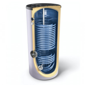 Boiler indirect cu 2 serpentine marite (Serpentina 1 - 1 m² /Serpentina 2 - 2.45 m²), pentru pompe de caldura, TESY EV 2x5 2x12 S2 300 65 HP - 300 litri