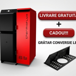 Cazan pe peleti si lemn ThermoFLUX Pelling MAXI 50 - 47 kW + CADOU gratar fonta conversie lemne