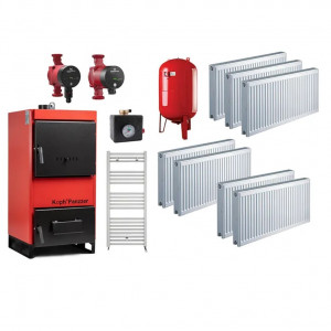 Pachet centrala/cazan pe lemn/carbune KOPH Panzzer 30 kW/35 kW cu regulator de tiraj inclus, Ø 130 mm, volum manta apa 70 litri, complet echipata - Img 5