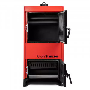 Pachet centrala/cazan pe lemn/carbune KOPH Panzzer 30 kW/35 kW cu regulator de tiraj inclus, Ø 130 mm, volum manta apa 70 litri, complet echipata - Img 2