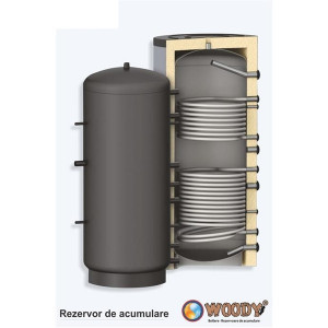 Puffer pentru incalzire cu doua serpentine SunSystem PR2 1000 litri