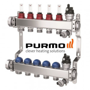 PURMO Distribuitor colector cu debitmetre si ventile M30 6 circuite